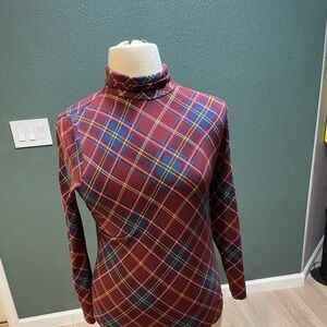 Talbots Burgandy Plaid Turtleneck